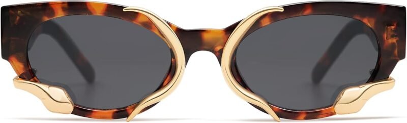 CEREMONYT Sunglasses Cat Eye Trendy Sunglasses for Women Men Vintage Narrow Cateye Metal Snake Sunnie Y2k Accessories AP3621