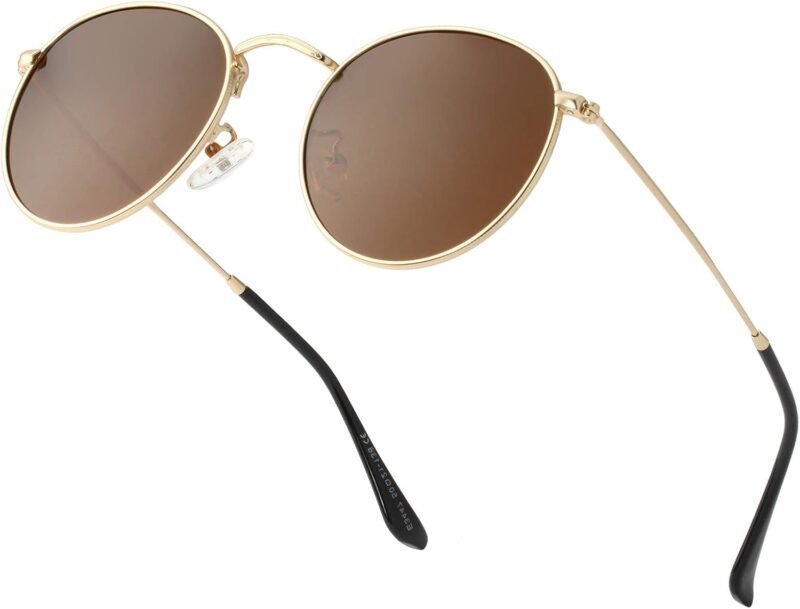 CEREMONYT Sunglasses Round Polarized Sunglasses for Women Men Classic Retro Sun Glasses Circle Metal Frame Shades UV Protection