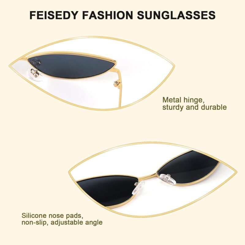 CEREMONYT Sunglasses Cat Eye Fashion Designer Sunglasses  Small Petals Shape Arc Temple Design B2298
