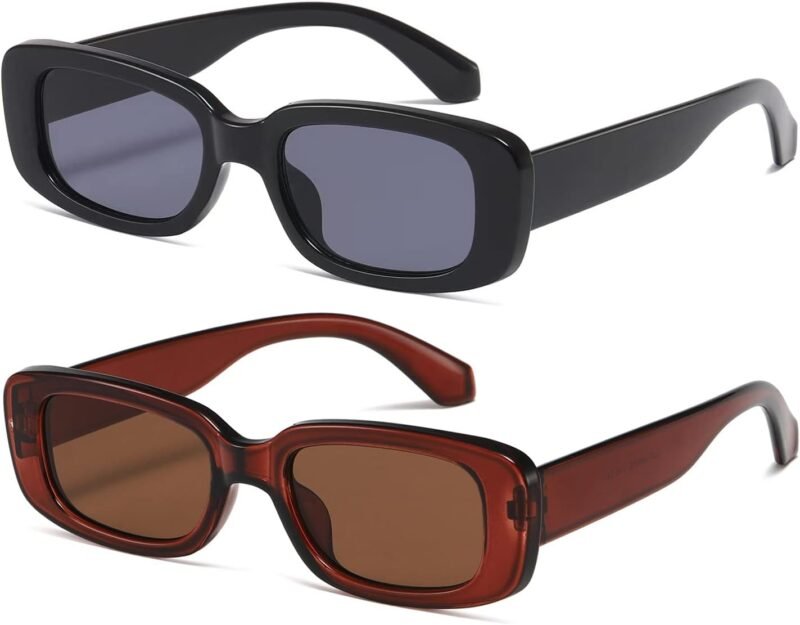 CEREMONYT Sunglasses Square Rectangle Sunglasses for Women Men Trendy Retro Fashion Sun Glasses 90’s Vintage UV 400 Protection Square Frame K1200