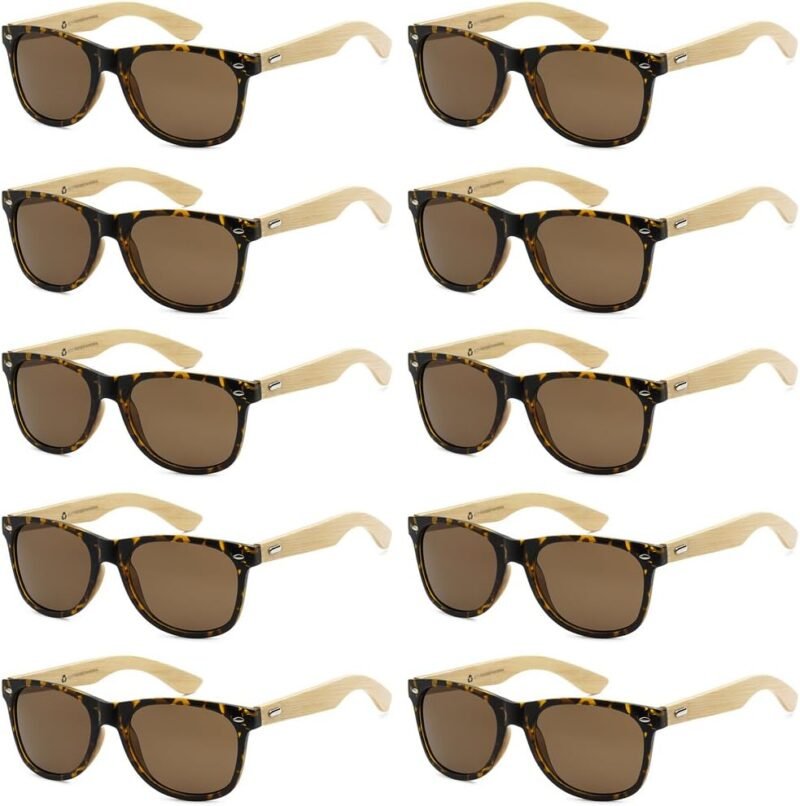 CEREMONYT Sunglasses Wholesale Bamboo Sunglasses WayfarerRetro 80’s Wood Sunglasses WayfarerMen-Cool Sunglasses Wayfarerfor Men & Women-10 Pack