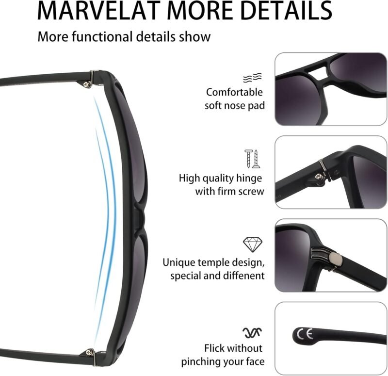 61L9t2OklrL._AC_SL1500 CEREMONYT Sunglasses Polarized Sunglasses for Men Women,Double Bridge Square Sport Sun Glasses Pilot Shades UV Protection