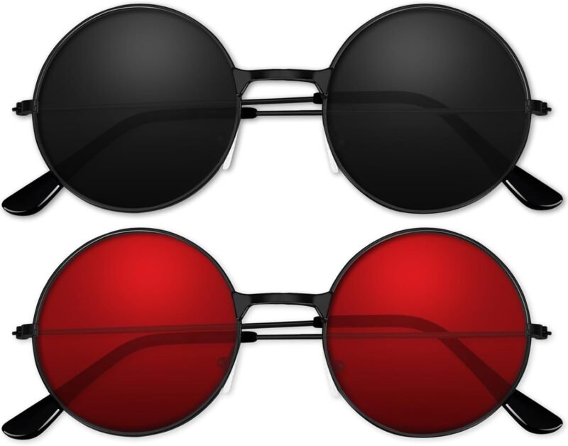 CEREMONYT Sunglasses Round 1-3 Pairs Hippie Sunglasses 70s Round Hippie Glasses Party Decoration Sunglasses for Women with Colored Glasses Cloth