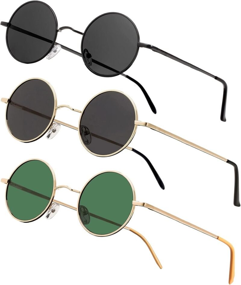 CEREMONYT Sunglasses Round Vintage Small Round Polarized Hippie Sunglasses for Men Women Circle Sun Glasses NP1002