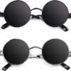 CEREMONYT Sunglasses Round E72 Retro Steampunk Style Inspired Round Metal Circle Polarized Sunglasses for Women Men