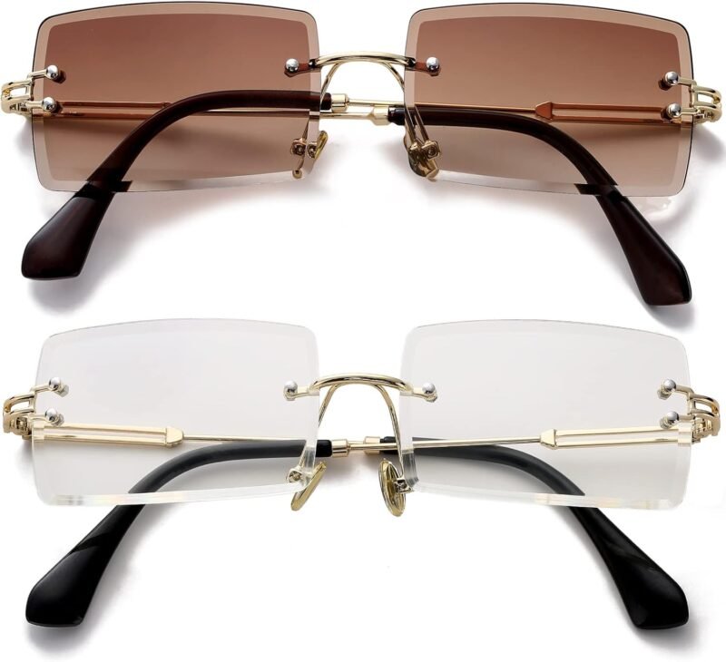 CEREMONYT Sunglasses Square  Rectangle Sunglasses for Women Men Vintage Rimless Square Sun Glasses Candy Color