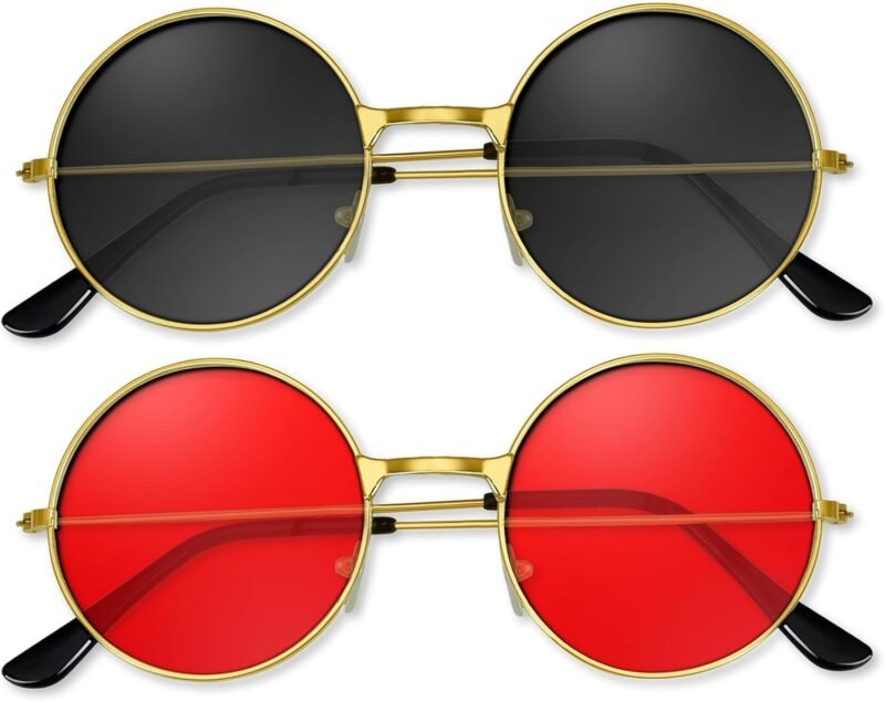 CEREMONYT Sunglasses Round 1-3 Pairs Hippie Sunglasses 70s Round Hippie Glasses Party Decoration Sunglasses for Women with Colored Glasses Cloth