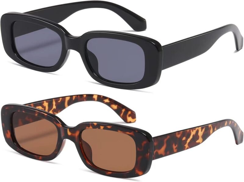 CEREMONYT Sunglasses Square Rectangle Sunglasses for Women Men Trendy Retro Fashion Sun Glasses 90’s Vintage UV 400 Protection Square Frame K1200