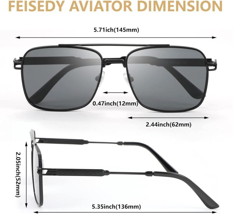 CEREMONYT Sunglasses Square  Sunglasses for Men Women Vintage 70s Pilot Shades Classic Metal Frame B2845