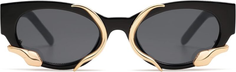 CEREMONYT Sunglasses Cat Eye Trendy Sunglasses for Women Men Vintage Narrow Cateye Metal Snake Sunnie Y2k Accessories AP3621