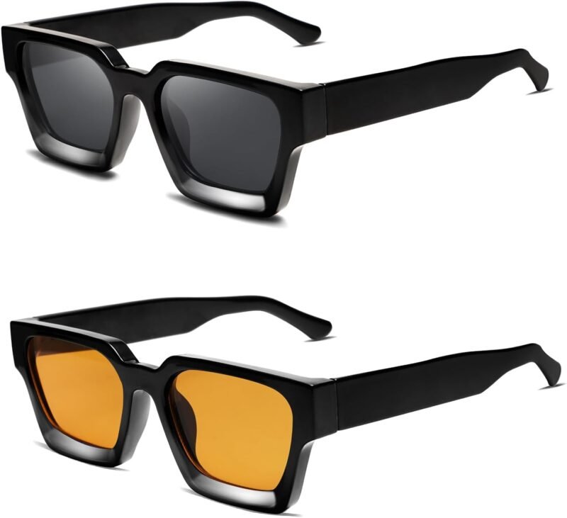 CEREMONYT Sunglasses Square  Thick Square Sunglasses for Men Women Retro Chunky Rectangle Shades UV400 Protection VL9731