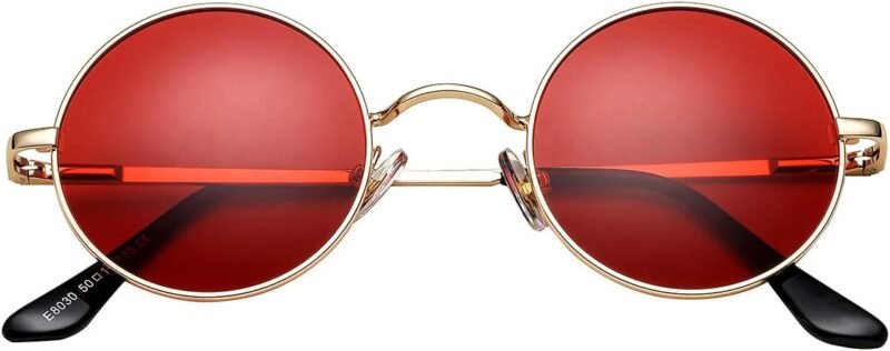 CEREMONYT Sunglasses Round Circle Lennon Glasses Retro Round Polarized Sunglasses Hippie Style Small Circle Sun Glasses