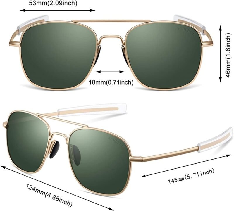 CEREMONYT SunglassesMens  Sunglasses 53mm TAC Polarized Lense Military Style Metal Frame with Bayonet Temples