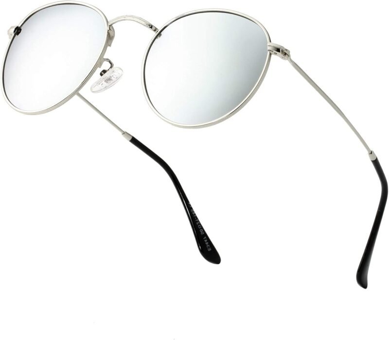 CEREMONYT Sunglasses Round Polarized Sunglasses for Women Men Classic Retro Sun Glasses Circle Metal Frame Shades UV Protection