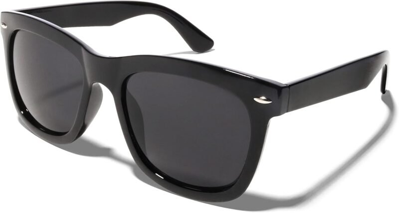 CEREMONYT Sunglasses Super Dark Black Sunglasses WayfarerUV Protection Lens Spring Hinge 80s Vintage Retro Inspired Shades