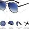 CEREMONYT Sunglasses for Men and Women, Polarized Trendy Square Sun Glasses Retro Pilot Shades UV Protection