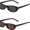 CEREMONYT Sunglasses Oval Narrow Cat Eye Sunglasses for Women Men 90s Sun Glasses Womens Small Oval Sunglasses Black Shades