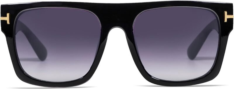 CEREMONYT Sunglasses Square  Trendy Square Sunglasses Mens Womens Oversized Flat Top Shades Retro 70s Rectangle Driving Sunnies VL9756