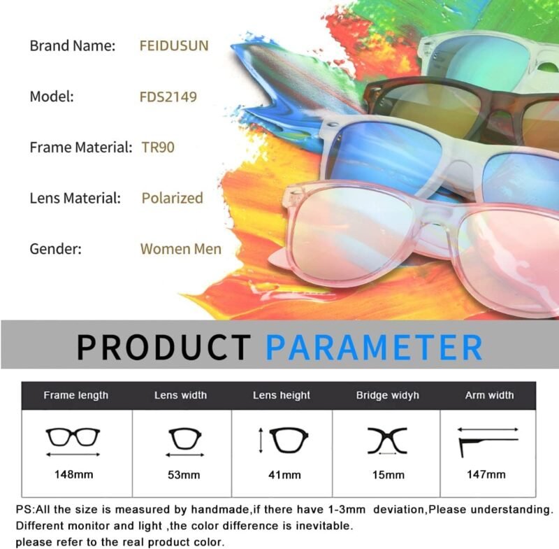 CEREMONYT Sunglasses WayfarerMen Polarized Sunglasses Wayfarerfor Mens and Womens,Black Retro Sun Glasses Driving Fishing UV Protection