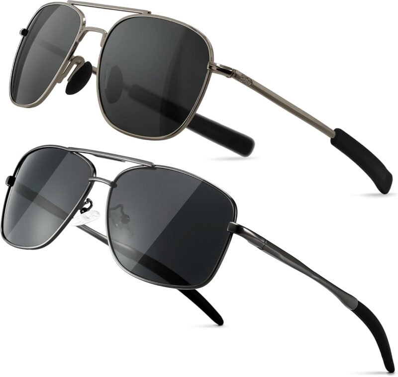 CEREMONYT Sunglasses Military Style Polarized Pilot  Sunglasses and Square  Sunglasses for Men UV400 Protection