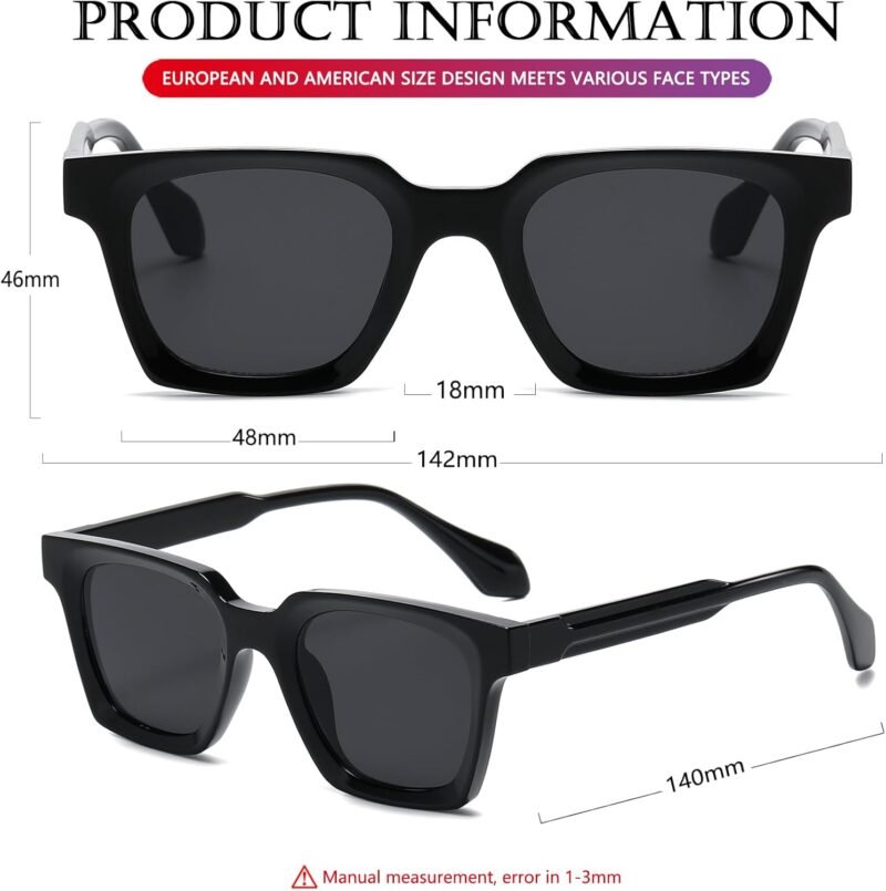 CEREMONYT Sunglasses Square  Classic Square Sunglasses for Men Women Fashion Square Sun Glasses Trendy Designer Style Shades