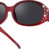 CEREMONYT Sunglasses Oval Sunglasses for Women, Rhinestone Wrap Around Sunglasses with UV400 Protection