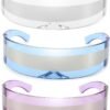 CEREMONYT Sunglasses Wraparound Futuristic Sunglasses Y2K Space Cyclops Wrap Around Glasses Rimless Translucent Mirrored Lens