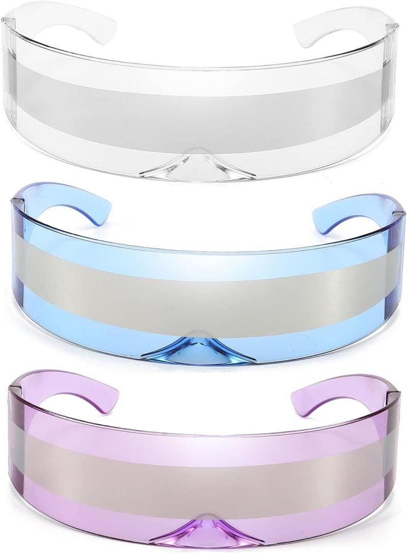 CEREMONYT Sunglasses Wraparound Futuristic Sunglasses Y2K Space Cyclops Wrap Around Glasses Rimless Translucent Mirrored Lens