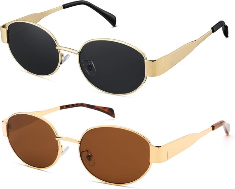 CEREMONYT Sunglasses Oval Sunglasses for Women Men – Fashion Sun Glasses – Rectangle Metal Frame Shades