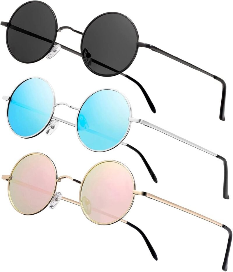 CEREMONYT Sunglasses Round Vintage Small Round Polarized Hippie Sunglasses for Men Women Circle Sun Glasses NP1002