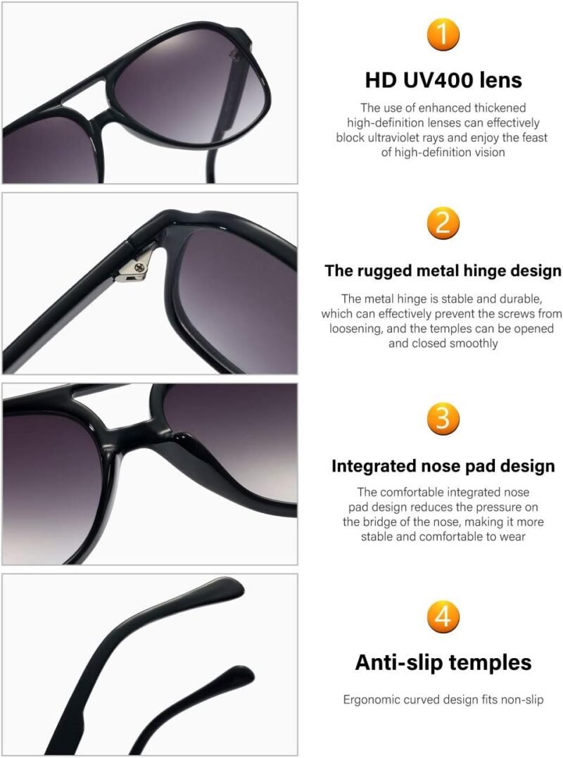 CEREMONYT Sunglasses Polarized Sunglasses for Women Men Classic Large Frame Vintage 70s Sunglasses