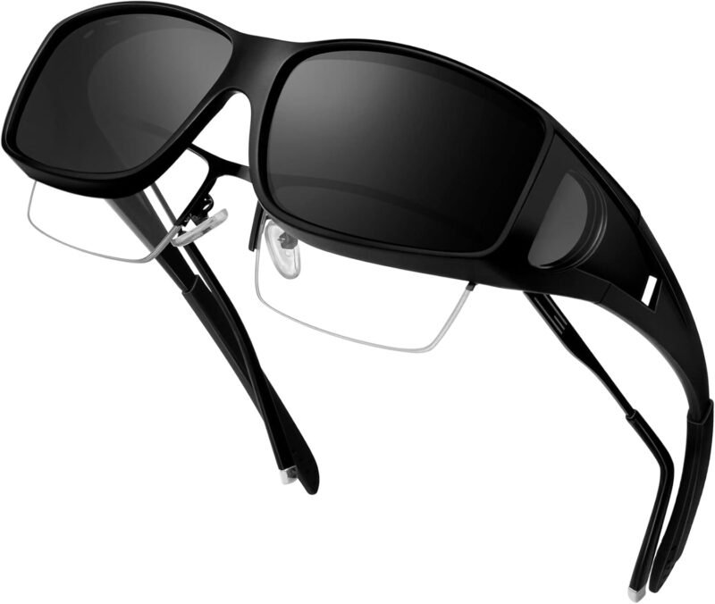 CEREMONYT Sunglasses Wraparound Fit Over Glasses for Men Women, Polarized, UV400 Protection, Wrap Around Sunglasses