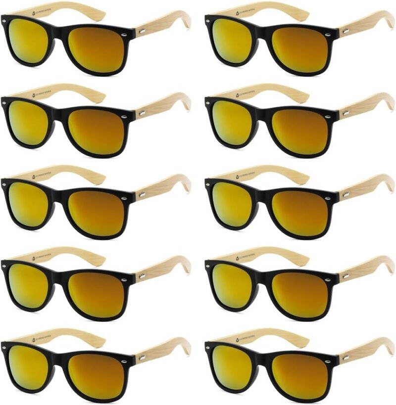 CEREMONYT Sunglasses Wholesale Bamboo Sunglasses WayfarerRetro 80’s Wood Sunglasses WayfarerMen-Cool Sunglasses Wayfarerfor Men & Women-10 Pack