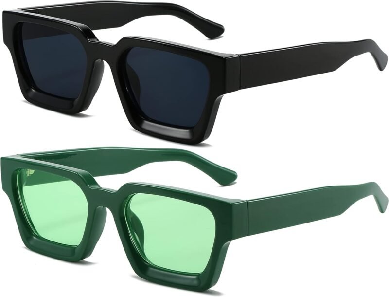 CEREMONYT Sunglasses Square  Sunglasses for Women Men Square Thick Frame Sun Glasses Simple Designer Style Shades