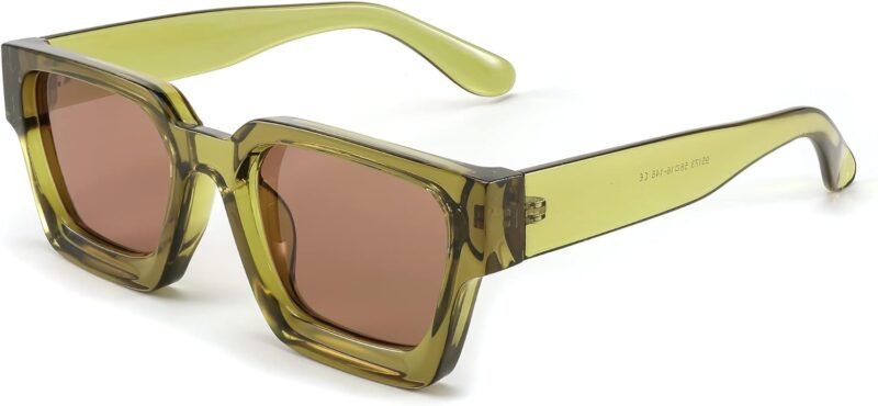 CEREMONYT Sunglasses Square  Retro 90s Square Sunglasses for Women Men Trendy Chunky Rectangle Sunglasses UV400 Protection B2385