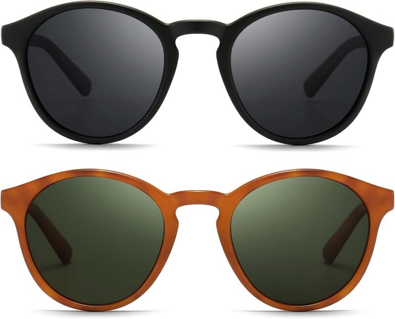 CEREMONYT Sunglasses Round  Classic Vintage Round Polarized Sunglasses for Women Men Retro Style UV400