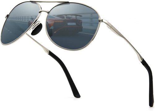 CEREMONYT Sunglasses for Men Polarized UV Protection Trendy Metal Pilot Sunglasses for Driving Hiking Travel