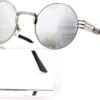 CEREMONYT Sunglasses Round  Round Steampunk Sunglasses Circle Lennon Hippie Glasses Metal Frame 100% UV Blocking Lens