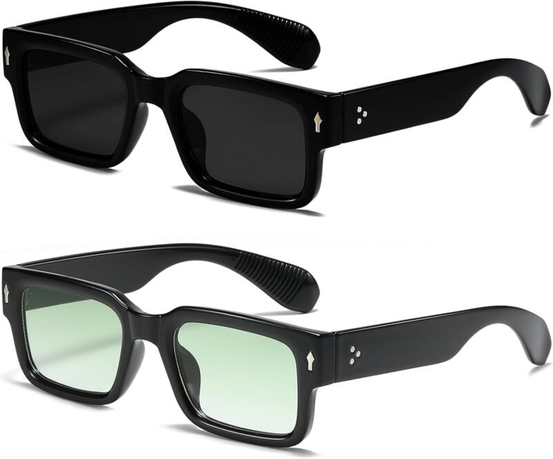 CEREMONYT Sunglasses Square  Frame Sunglasses for Women Men Trendy Chunky Rectangle Sun Glasses Black Shades UV400 Protection