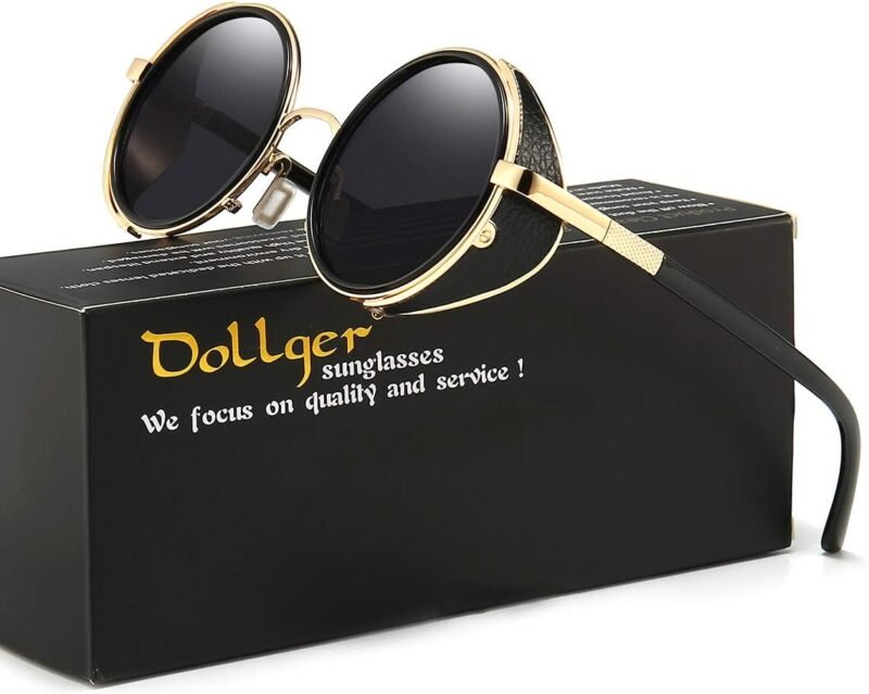 CEREMONYT Sunglasses Round  Steampunk Vintage Retro Round Sunglasses Metal Circle Frame