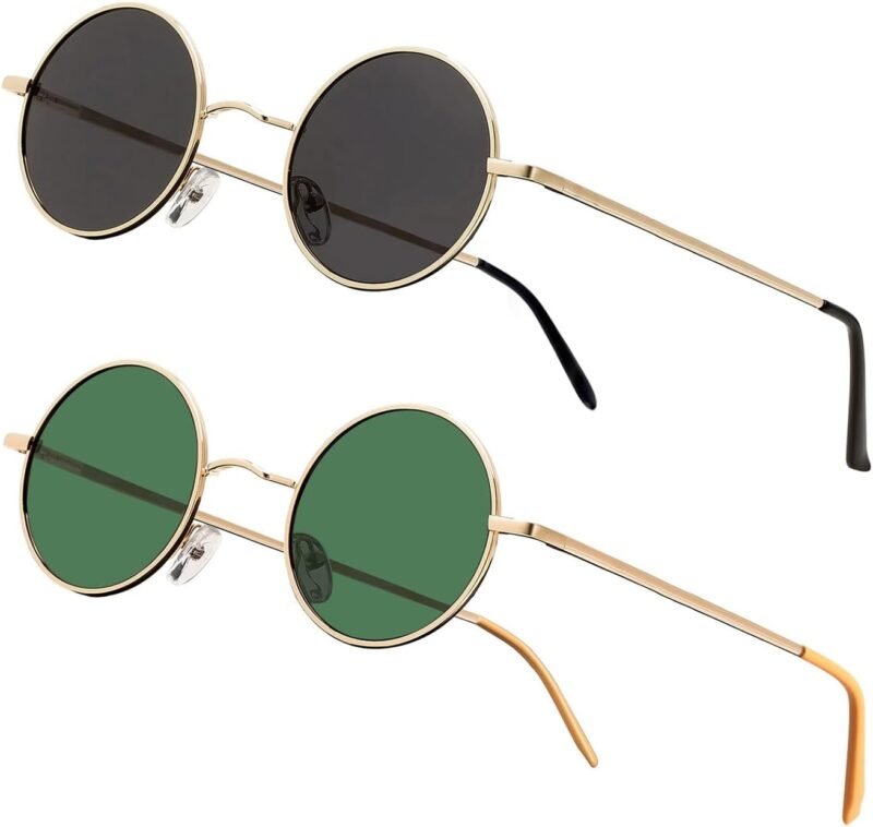 CEREMONYT Sunglasses Round Vintage Small Round Polarized Hippie Sunglasses for Men Women Circle Sun Glasses NP1002