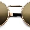 CEREMONYT Sunglasses Round Steampunk Sunglasses Circle Lennon Glasses Gothic Metal Frame 100% UV Blocking Lens