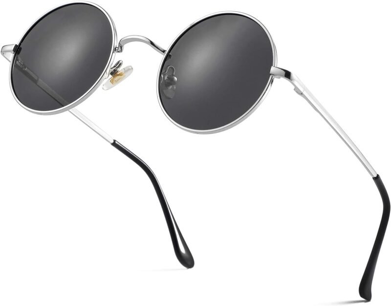 CEREMONYT Sunglasses Round Trendy Small Round Polarized Sunglasses for Men Women Circle Hippie Style Sun Glasses