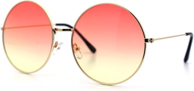 CEREMONYT Sunglasses Round Classic Oversize Joplin Style Hippie Round Circle Lens Sunglasses