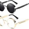 CEREMONYT Sunglasses Round  Vintage Steampunk Retro Metal Round Circle Frame Sunglasses