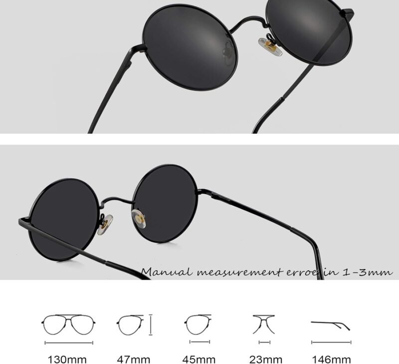 CEREMONYT Sunglasses Round Trendy Small Round Polarized Sunglasses for Men Women Circle Hippie Style Sun Glasses