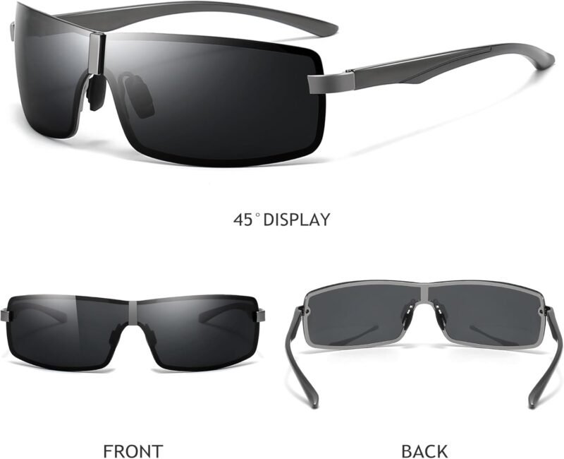 CEREMONYT Sunglasses Wraparound Ultra Lightweight Wrap Around Polarized Sunglasses for Men Women Al-Mg Metal Frame Spring Hinge UV400