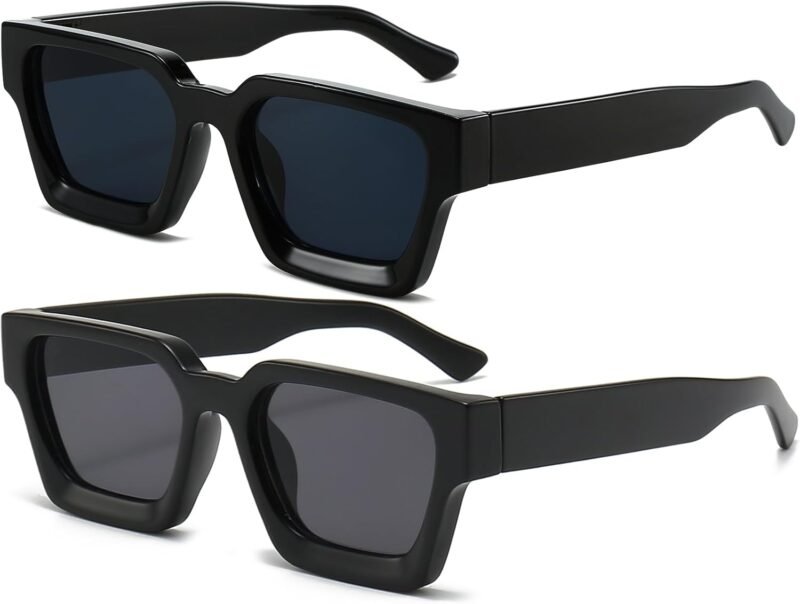 CEREMONYT Sunglasses Square  Sunglasses for Women Men Square Thick Frame Sun Glasses Simple Designer Style Shades