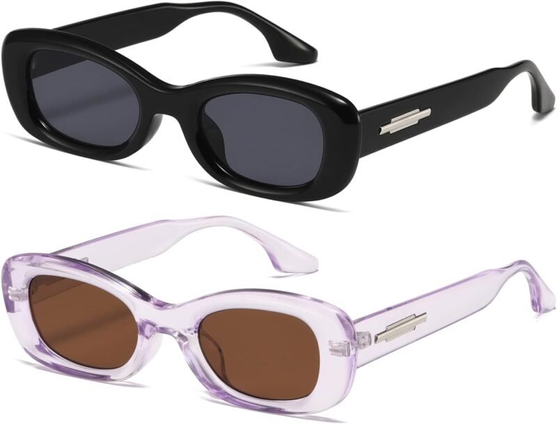 CEREMONYT Sunglasses Square Rectangle Sunglasses for Women Men Trendy Retro Fashion Sun Glasses 90’s Vintage UV 400 Protection Square Frame K1200