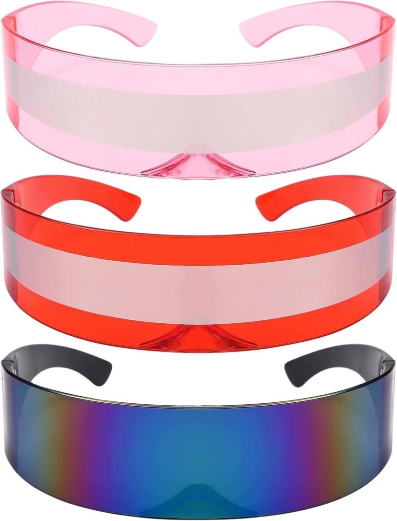 CEREMONYT Sunglasses Wraparound Futuristic Sunglasses Y2K Space Cyclops Wrap Around Glasses Rimless Translucent Mirrored Lens